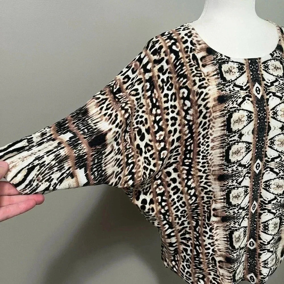 Joseph Ribkoff Knit Animal Print Dolman Sleeve Blouse - Picture 8 of 13